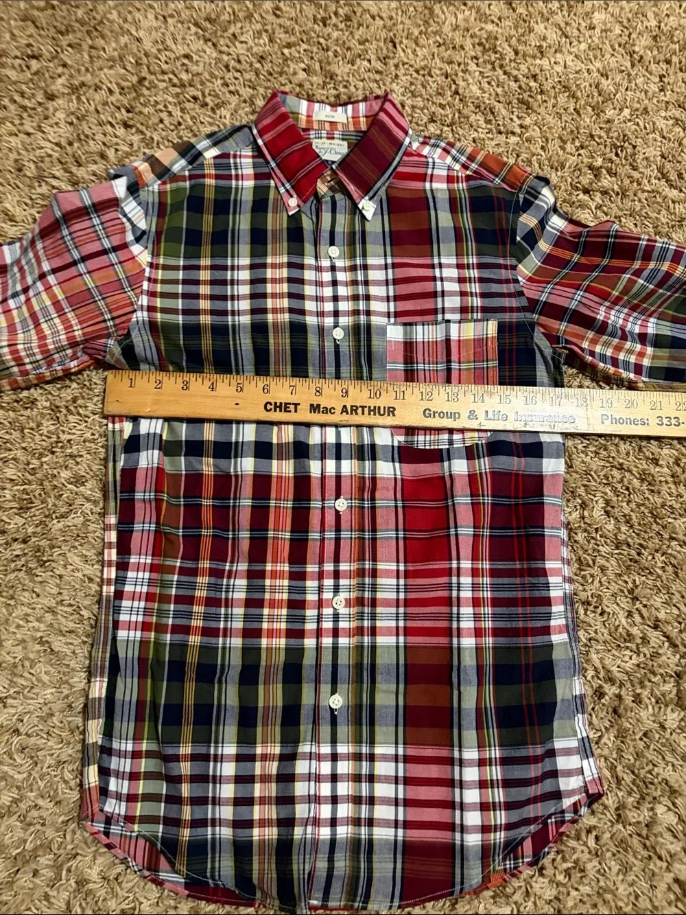 J Crew Plaid Button-Down Shirt in Red/Green/Blue - Men Size S